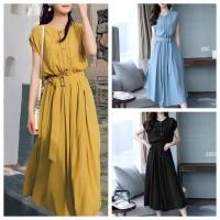 ราคา เดรสชีฟองผู้หญิง สาวอวบ ยาว แขนกุด มีเข็มขัด สีฟ้าอ่อน ทรงหลวม บางเบา ใส่สบาย S 2XL (54803802220)