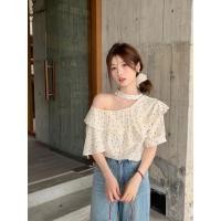 ราคา เสื้อเชิ้ตชีฟองสำหรับใส่ลำลอง M M ฤดูร้อนใหม่ ออกแบบหลวมๆ กับลายจุด แขนเปิดไหล่ และสายคล้องคอมากความเซ็กシー (52807445589)
