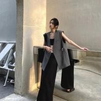 ราคา สินค้าใหม่ เสื้อแจ็คเก็ต M m ฤดูร้อนสไตล์ใหม่ออกแบบ ไม่มีปก เสื้อกั๊กสูทเสื้อกั๊กผู้หญิงเกาหลีรุ่นหลวมกลางความยาวแขนกุด (51507520673)