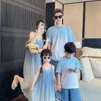 ราคา M m ชุดพ่อแม่ลูก ฤดูร้อนริมทะเลแม่ขอทานสไตล์ใหม่ครอบครัวพ่อแม่และลูกสวมใส่ชุดสามชิ้นขนาดกลางขนาดใหญ่เด็กวา (41608151482)