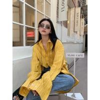 ราคา สินค้าใหม่ M m เสื้อเชิ้ตลําลอง สีเหลืองฝรั่งเศสออกแบบกลางความยาวลายครีมกันแดดผู้หญิงฤดูใบไม้ผลิฤดูร้อนขนาดใหญ่หลวมแขนยาว (49957460769)