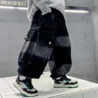 ราคา กางเกงเด็กชายฤดูใบไม้ผลิฤดูใบไม้ร่วงหลวมชุดกีฬาผู้หญิงฤดูใบไม้ผลิสไตล์ใหม่เสื้อผ้าเด็กสบายๆเด็กยีนส์ ชุดเอี๊ยม (27577611849)