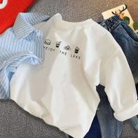 ราคา ชุดเด็กผู้ชายแขนยาว 100 ฝ้าย ฤดูใบไม้ผลิและฤดูใบไม้ร่วง เสื้อยืดฐานสบายๆ สีขาว คอกลม ชุดเด็ก (28180185406)