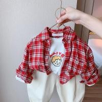 ราคา เสื้อเชิ้ตแขนยาว ลายสก๊อต แฟชั่นฤดูใบไม้ผลิ สไตล์เกาหลี ตะวันตก สําหรับเด็กผู้ชาย และเด็กผู้หญิง (23377415730)
