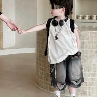 ราคา ชุดเด็กเกาหลีทันสมัย ชุดเด็กชาย 2025 ฤดูร้อน สไตล์เกาหลีใหม่ เสื้อกั๊กแขนกุดเท่ๆ กางเกงยีนส์ยีนส์ยีนส์สไตล์เรโทร (42352378772)