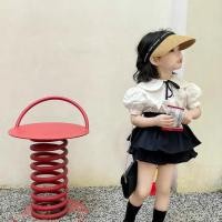 ราคา ชุดเด็กฤดูร้อนสำหรับเด็กผู้หญิงชุดโรงเรียนเสื้อเชิ้ตสีขาวแบบใหม่เสื้อเด็กกางเกงขาสั้นแขนสั้นลายดอกชุดสองชิ้น (27821748322)