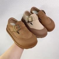 ราคา รองเท้า Birkenstock สำหรับเด็ก20ฤดูใบไม้ผลิและฤดูใบไม้ร่วงใหม่ย้อนยุคเกาหลีสาวรองเท้าหนังแฟชั่นเด็กชายรองเท้าถั่วพื้นนิ่มกันลื่น (26015237377)