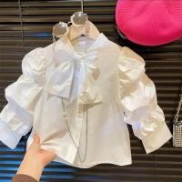 ราคา เสื้อเชิ้ตสำหรับฤดูใบไม้ผลิและฤดูใบไม้ร่วงสีขาวสำหรับเด็กผู้หญิงเสื้อเชิ้ตตัวในสำหรับเด็กแขนยาวสไตล์ตะวันตกแบบใหม่เสื้อเจ้าหญิงโบว์ (24135794848)