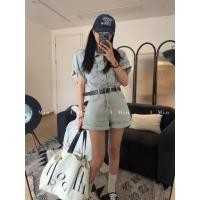 ราคา Jumpsuit ยีนส์แขนสั้น Muuxi กระโปรงแจ็คเก็ตสไตล์เรโทรแบบอเมริกัน คอพอลโอ ทรงเพรียวบาง เหมาะสำหรับฤดูร้อน (54207866735)