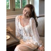 ราคา เสื้อลูกไม้แขนบานฝรั่งเศส สำหรับผู้หญิง แขนบานสไตล์ฝรั่งเศส เหมาะสำหรับฤดูร้อน (54957794435)