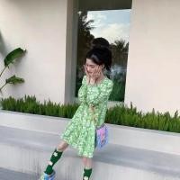 ราคา เสื้อยาวแขนยาว Muuxi สีเขียวอ่อนลายดอกไม้ ทำให้ดูเรียวยาง่ายต่อการสวมใส่ (50858055050)
