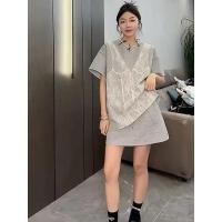 ราคา ชุดยีนส์สองชิ้นสำหรับ 여름 ไซส์ใหญ่พิเศษ 150 กก สไตล์เกาหลีแขนสั้นและเอวสูง (44806439634)