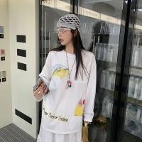ราคา เสื้อยืดแขนยาวสำหรับผู้หญิง ทรงหลวม สบายๆ พิมพ์ลายครีม กันแดดน่ารัก (47608032187)