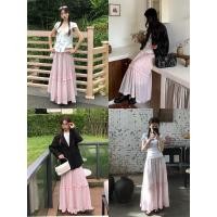 ราคา กระโปรงผ้าลูกไม้ลายจุดสีชมพู ความยาวระดับเข่า สไตล์ใหม่สำหรับฤดูใบไม้ผลิ (55258059989)