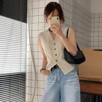 ราคา เสื้อยืดเกาหลีแบบแขนสั้นมีสายคล้องเอว สไตล์เนutra กระดุมปิดด้านหน้า คอวี ไซส์เล็กสำหรับอากาศร้อน (48608084000)