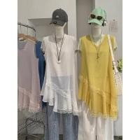 ราคา ญี่ปุ่นญี่ปุ่นเกาหลีคอวีเย็บลูกไม้ไม่สม่ําเสมอเสื้อกั๊กกระโปรงผู้หญิง2026ฤดูร้อนสไตล์ใหม่เป็นชั้นแขนกุดชุดเล็ก (27344497946)