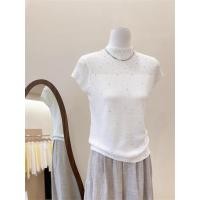 ราคา เสื้อยืดสไตล์เกาหลี แขนสั้น ลายถักบาง สีขาบ (45408079774)