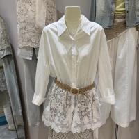 ราคา เสื้อเชิ้ตแขนยาวสีขาวผ้าลินินเน้นคุณภาพ เย็บลูกไม้ พร้อมเอวสูง กางเกงเข็มขัด เหมาะสำหรับฤดูร้อนปี 2026 (46108090683)