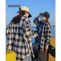 ราคา DaDuHey Sun Protection Plaid Shirt for Women Hong Kong Style Classic Black and White Plaid Loose Long Sleeve Top (40718773249)