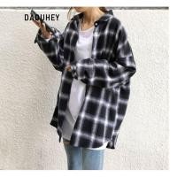 ราคา DaDuHey Sun Protection Plaid Shirt for Women Hong Kong Style Classic Black and White Plaid Loose Long Sleeve Top (27541471942)
