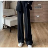 ราคา DaDuHey2026 Black Summer Korean Style Thin Casual Loose All Match Trendy Wide Leg Straight Slim Fit Women s Pants (20603540467)