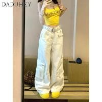 ราคา DaDuHey2026 Women s 2026 New Hot Girl Loose Fitting Wide Leg Slim Fit Straight Jeans American Heavy Industry Multi Pocket White Overalls (26922263112)