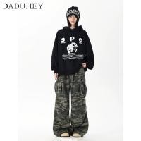 ราคา DaDuHey2026 American Style Fashionable All Matching Loose Fitting Wide Leg Slim Fit Casual Jeans Women s 2026 Retro Large Pocket Camouflage Denim Overalls (29672269999)