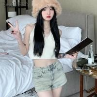 ราคา DaDuHey2026 Women s Summer New Retro Fashion Casual Denim Shorts 2026 Trendy Ins High Waist Slimming A line Wide Leg Hot Pants (25876026014)