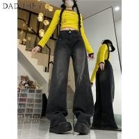 ราคา DaDuHey2026 Summer High Waist Loose Drooping Women s Wide Leg Jeans 2026 New American High Street Retro Washed Distressed All Match Black and Gray Straight Jeans (28609502246)