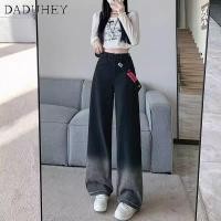 ราคา DaDuHey2026 Women s American Fashion Spring New Baggy Straight Pants 2026 Low Waist Side Zipper Gradient Wide Leg Jeans (28585167191)