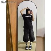 ราคา DaDuHey2026 Women s New High Waist Slimming Casual Cropped Pants 2026 American High Street Retro Black Loose Straight Jeans (27107994698)