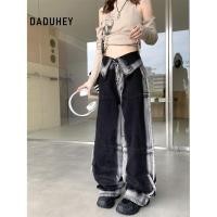 ราคา DaDuHey Straight Jeans Women s American Style Retro Street Lapel Gradient Design Hot Girl 1717 (41420664733)