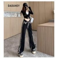 ราคา DaDuHey Straight Jeans Women s American Style Retro Street Lapel Gradient Design Hot Girl 1717 (41070676269)