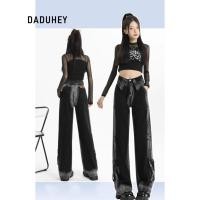 ราคา DaDuHey Straight Jeans Women s American Style Retro Street Lapel Gradient Design Hot Girl 1717 (40620676291)