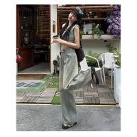 ราคา DaDuHey Straight Jeans Women s American Retro Distressed High Waist Loose with Frayed Edges 188 (27141711406)
