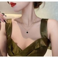 ราคา Gold Tone Double Layer Four Leaf Clover สร้อยคอผู้หญิงสีดําเคลือบ Clover จี้ Dainty Minimalist Layered Choker ทุกวันเครื่องประดับสํานักงาน (25297565366)