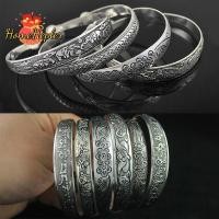 ราคา HomeHepler Retro เปิดสร้อยข้อมือเครื่องประดับ Vintage ทิเบตเงิน Totem แกะสลักกําไลข้อมือ Cuff ใหม่ (57458055997)