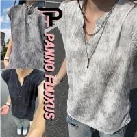 ราคา PannoFluxus เสื้อยืดแขนกุดผู้ชาย ดีไซน์มัดย้อมสไตล์อเมริกัน ทรงหลวมคล่องตัว ออกแบบคอวีเรียบหรู (43411560788)