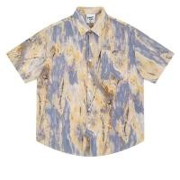 ราคา Pannofluxus เสื้อเชิ้ตผู้ชายแขนสั้นสีตัดกันแบบอเมริกันมัดย้อมเสื้อเชิ้ตสไตล์วันหยุดแบรนด์อินเทรนด์ (27080679853)