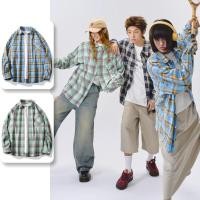 ราคา PannoFluxus เสื้อเชิ้ตแขนยาวผู้ชายญี่ปุ่นอินเทรนด์แบรนด์ High End Color Blocked Plaid Design Unisex (46705086406)