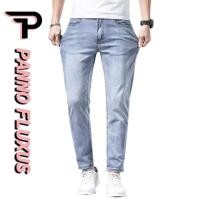 ราคา PannoFluxus กางเกงยีนส ์ ผู ้ ชายฤดูร ้ อนบางเกาหลีสลิมฟิตผ ้ า Tencel กางเกงยีนส ์ ข ้ อเท ้ าสัมผัส (29203075693)