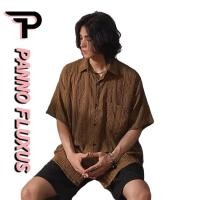 ราคา PannoFluxus ใหม่เสื้อเชิ้ตหลวมสีทึบเรียบง่ายของผู้ชายกลวงเยาวชนแขนสั้นยอดนิยม (23172437563)