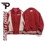 ราคา PannoFluxus เสื้อแจ็กเก็ตเบสบอล ผ้าลูกฟูก สีตัดกัน สไตล์อเมริกันเรโทร (22287822894)