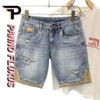ราคา PannoFluxus กางเกงยีนส์ขาสั้นผู้ชาย ฤดูร้อนบางอเมริกันย้อนยุคหลวมสบายๆญี่ปุ่นเย็บปะติดปะต่อกันยืดกางเกงขาสั้น (29855488098)
