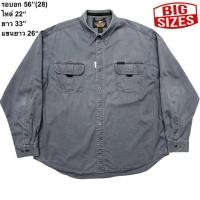 ราคา มือ2 HDเสื้อเชิ้ตแขนยาว Size 56 ไซซ์ใหญ่สำหรับผู้ชาย สีเทา สกรีน HD จางด้านหลัง (56357098443)
