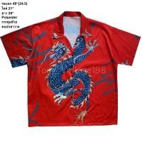 ราคา มือ2 3Wf เสื้อฮาวาย Size 49 กระดุมซ้าย ลายมังกรพื้นสีแดง (29461991969)