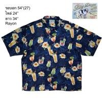 ราคา มือ2 Big Dogs เสื้อฮาวายลายแก้ว ดอกชบา พื้นสีน้ำเงิน Size 54 (23289286485)