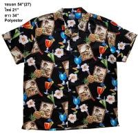 ราคา มือ2 เสื้อฮาวาย Size 54 ลายกรอบรูป แก้ว พื้นสีดำ (28432814429)