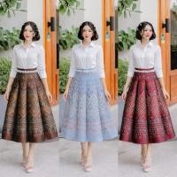 ราคา กระโปรง8ชิ้นเอวสูงลายไทยยาว33ผ้าไหมเเก้มฝ้าย (49154696566)