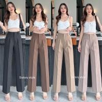 ราคา กางเกงเอวสูงขาบานหูซิปตะขอหน้าผ้าไมโคร (18561867542)